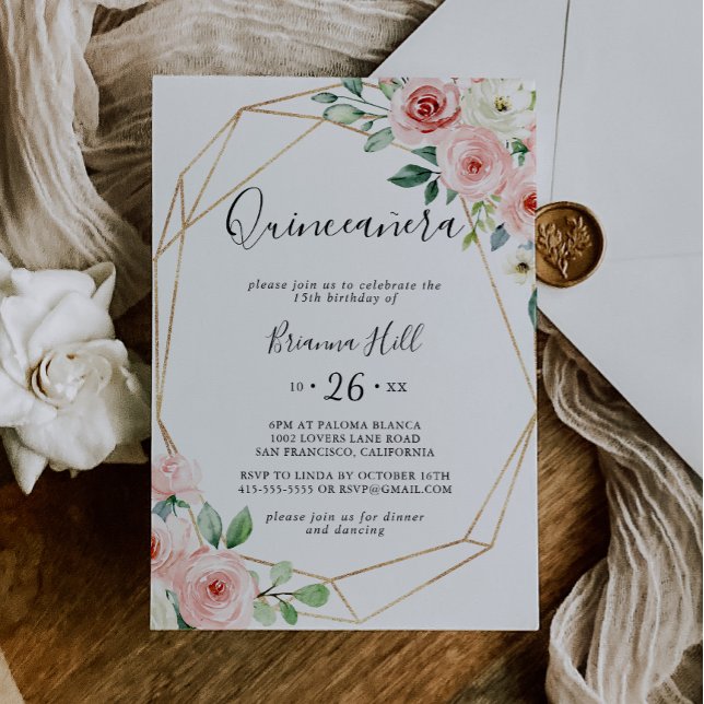 Invitación Elegante Dainty Autumn Floral Quinceañera (Subido por el creador)