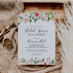 Invitación Elegante Dainty Floral Bridal Shower Tea Fiesta