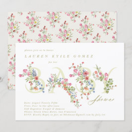 Invitación elegante dainty floral primavera mamá-a-ser Baby S