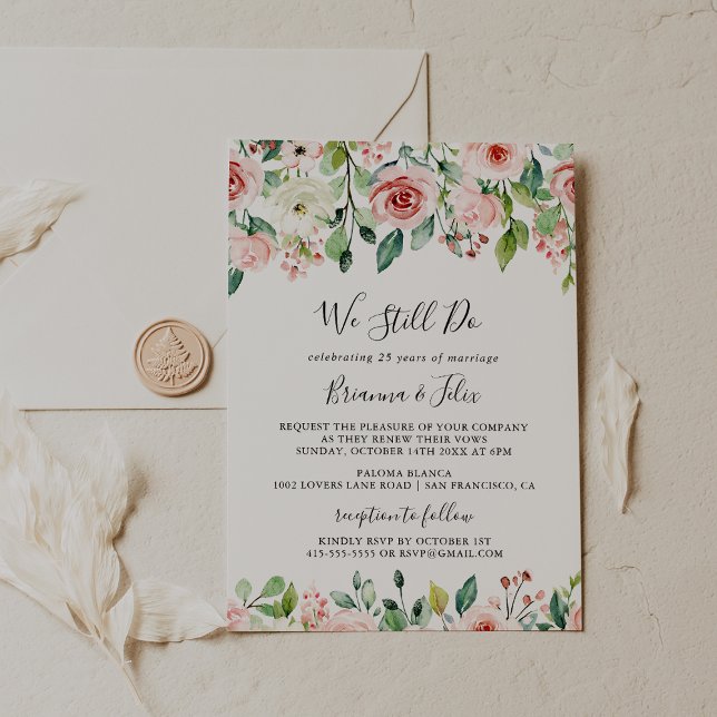 Invitación Elegante Dainty Floral Seguimos Jurando Renovación (Subido por el creador)