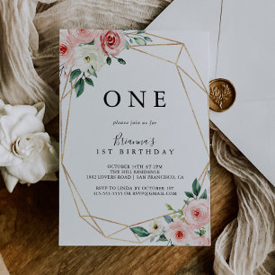 Invitación Elegante Dainty Otoño Floral Primer cumpleaños