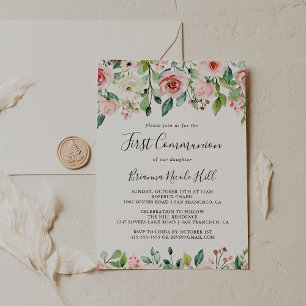 Invitación Elegante Dainty Otumn Floral Primera Comunión
