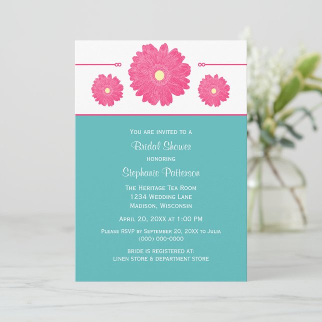 Invitación Elegante Daisies Bridal Shower Invite (Anverso de pie)