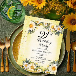 Invitación Elegante Daisies Garden Floral 21 cumpleaños Fiest