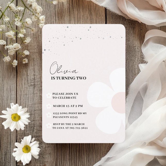Invitación Elegante Daisy Pastel Chica Rosa Cumpleaños (Subido por el creador)