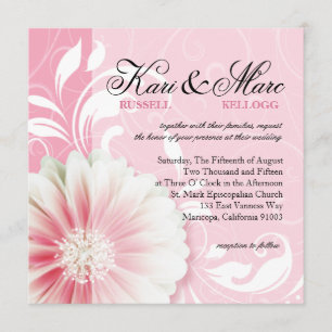 Invitación Elegante Daisy Scroll   rosa peón