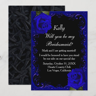 Invitación Elegante dama de honor de los Rosas azules del Gót