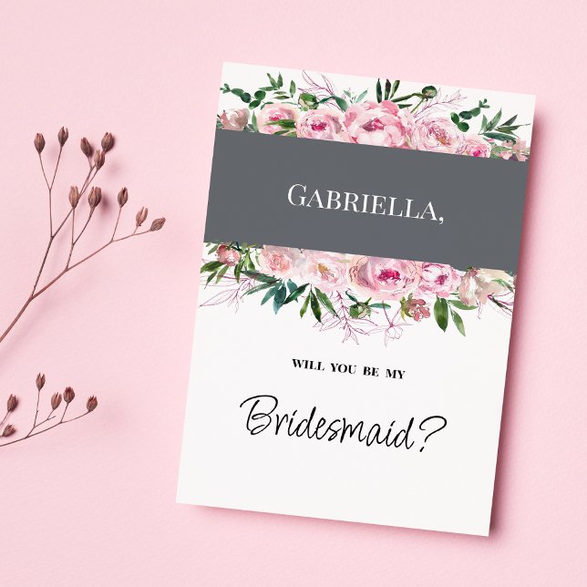 Invitación Elegante dama de honor de verano florida de peonia (Elegant pink coral peony floral summer Bridesmaid )