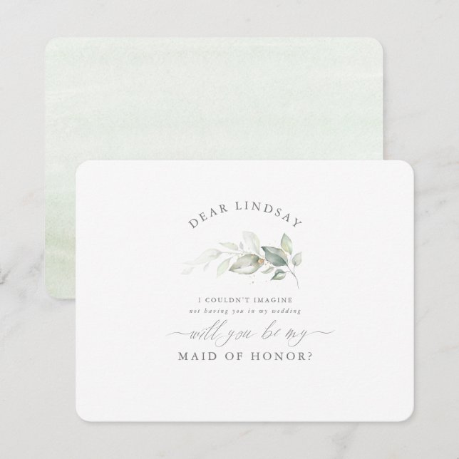 Invitación Elegante dama de honor propuesta de dama de honor (Anverso / Reverso)