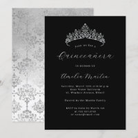 Elegante Damasco de Plata Negra Tiara Quinceanera