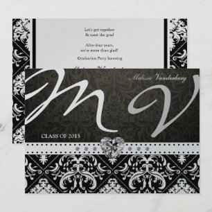 Invitación Elegante Damasco Negro/Siilver de 2013