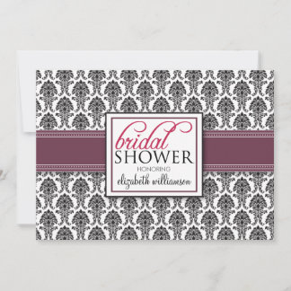Invitación Elegante Damask Bridal Shower Invitation (ciruela)