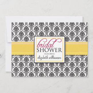 Invitación Elegante Damask Bridal Shower Invitation (limón)