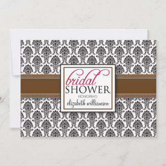 Invitación Elegante Damask Bridal Shower Invitation (marrón)