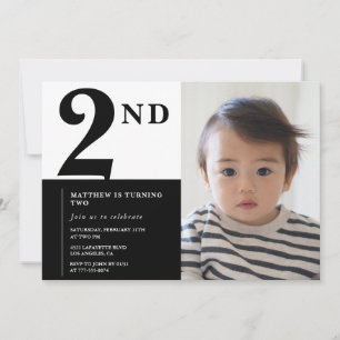 Invitación elegante de 2do cumpleaños Chic Moderno
