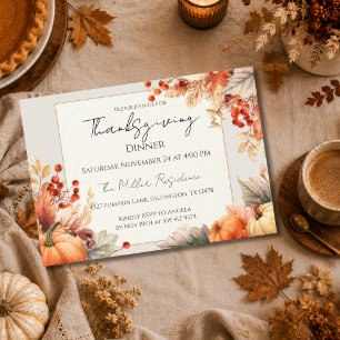 Invitación elegante de Acción de Gracias de Otoño 