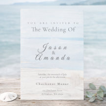 Invitación elegante de acuarela de agua azul suave