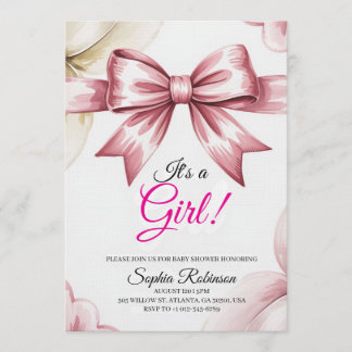 Invitación elegante de acuarela floral para baby s