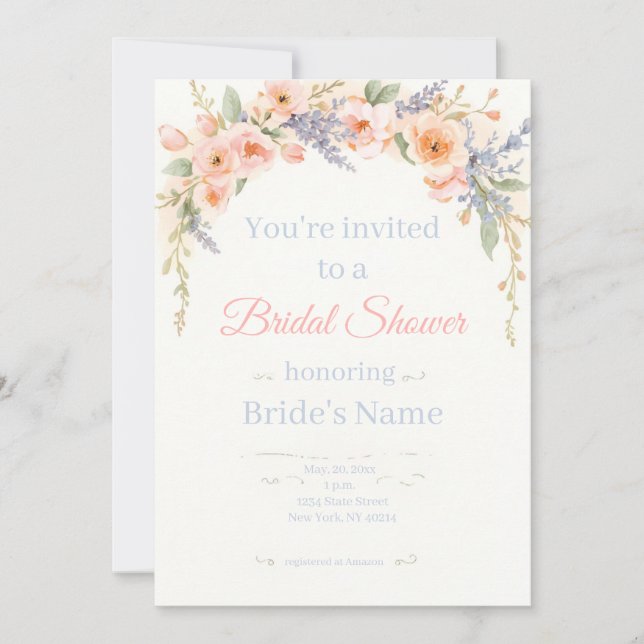 Invitación elegante de acuarela floral para la duc (Anverso)
