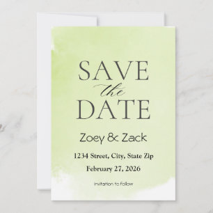 Invitación elegante de acuarela verde para salvar 