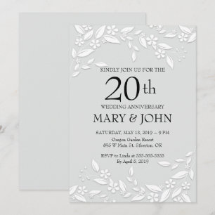 Invitación elegante de aniversario de 20 años con 
