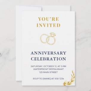 Invitación elegante de aniversario de boda en oro 
