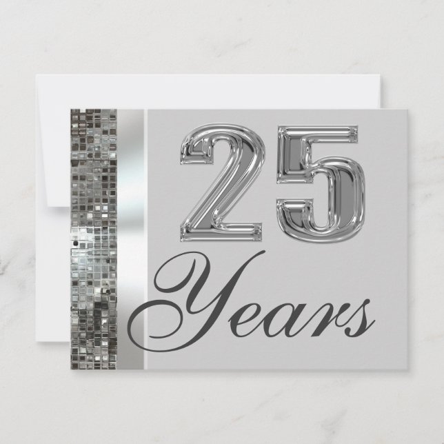 Invitación elegante de aniversario de plata de 25  (Anverso)