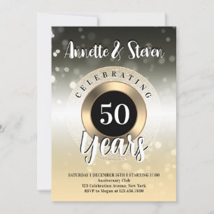 Invitación elegante de aniversario en tono dorado