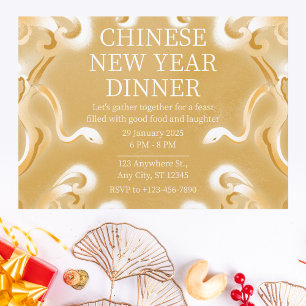 Invitación elegante de año nuevo chino con serpien