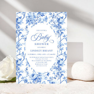 Invitación elegante de Baby Shower con Toile de Jo