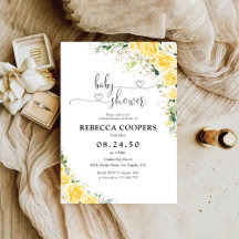 Invitación elegante de baby shower de color amaril