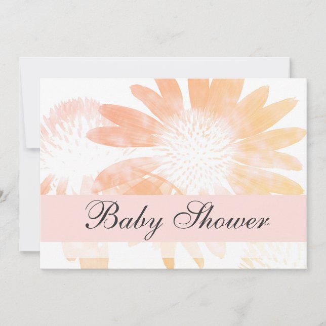 Invitación elegante de Baby Shower de la flor de (Anverso)
