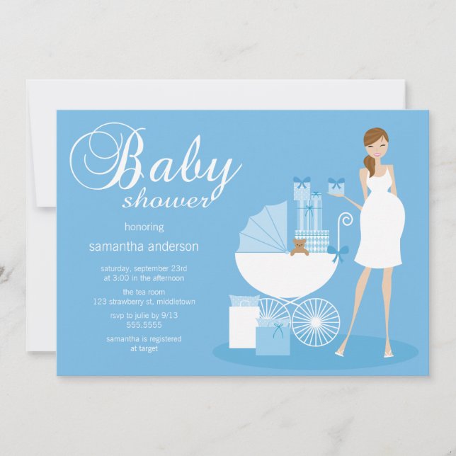 Invitación elegante de Baby Shower de la mujer - (Anverso)