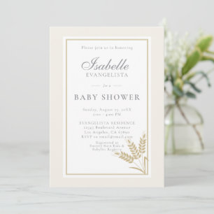 Invitación elegante de baby shower de lino cálido