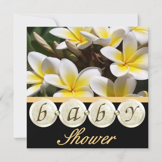 Invitación elegante de Baby Shower del Frangipani (Anverso)