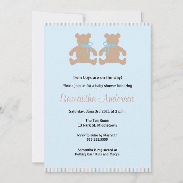Invitación elegante de Baby Shower del oso de (Anverso)