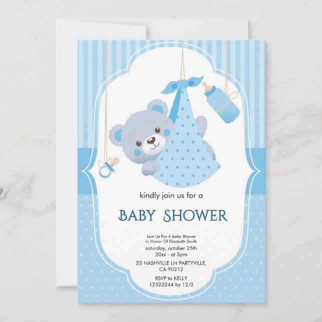 Invitación elegante de baby shower floral (Anverso)