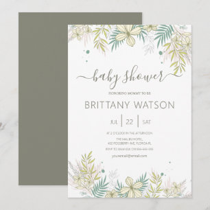 Invitación elegante de baby shower floral