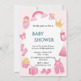 Invitación elegante de baby shower floral