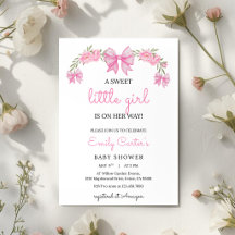 Invitación elegante de baby shower floral rosa