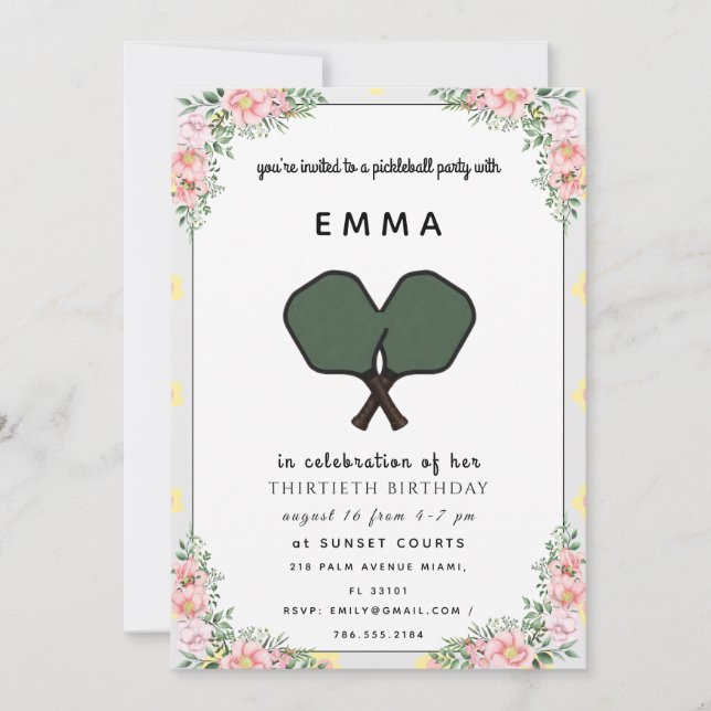 Invitación elegante de baby shower rosa (Anverso)