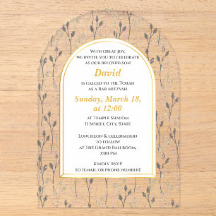 Invitación elegante de Bar Mitzvah floral