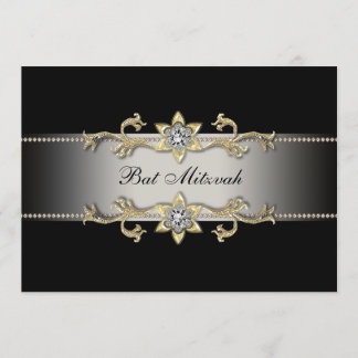 Invitación elegante de Bat Mitzvah con diamantes n