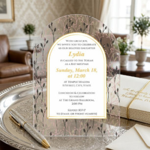Invitación elegante de Bat Mitzvah floral