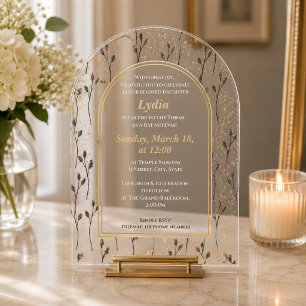Invitación elegante de Bat Mitzvah floral