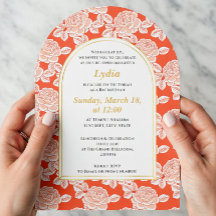 Invitación elegante de Bat Mitzvah floral de coral