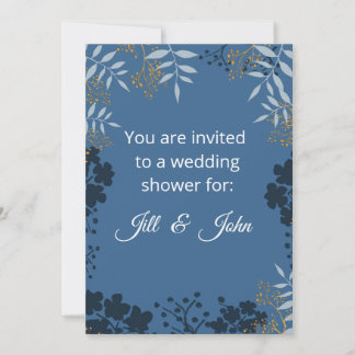 Invitación elegante de boda botánica azul para duc