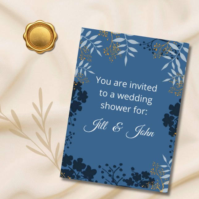Invitación elegante de boda botánica azul para duc (Subido por el creador)
