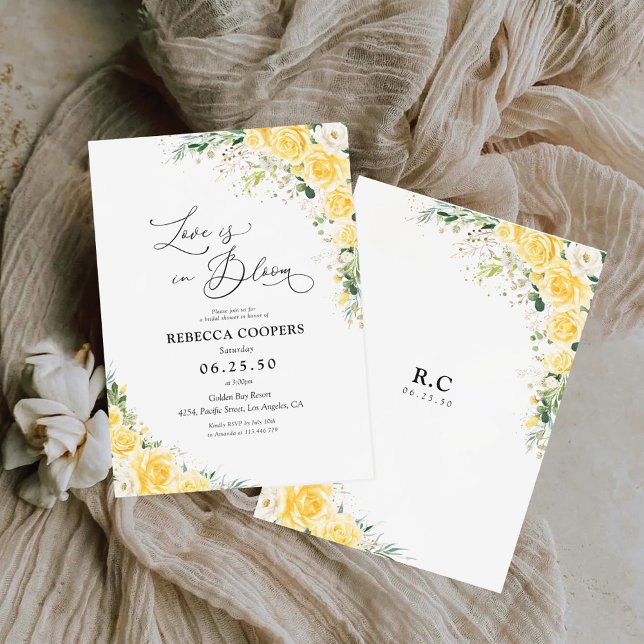 Invitación elegante de boda con flores amarillas p (Subido por el creador)