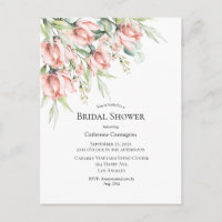 Invitación elegante de boda con flores rosadas
